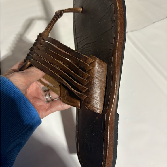 Frye Brown Braided Leather Toe-Loop Sandals - Picture 6 of 11